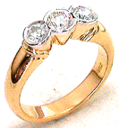 three diamond rubset gold ring