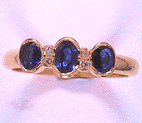 five stone three sapphire gold bridge ring